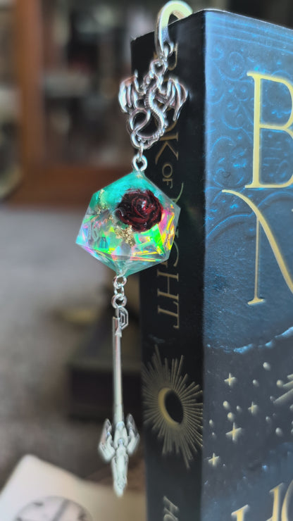 Rose Eye Metal Bookmark with Dice