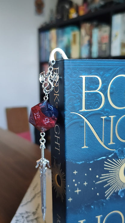Midnight Roses Metal Bookmark with Dice
