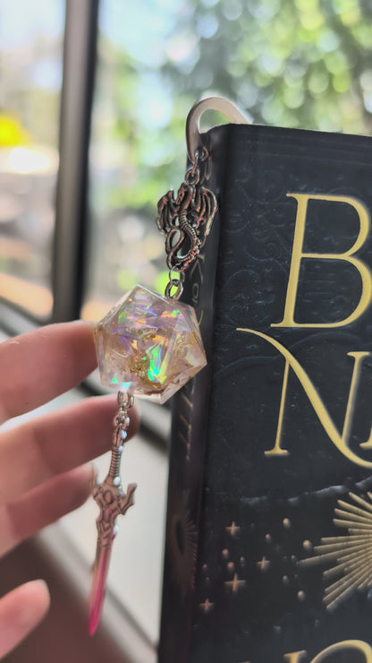 Golden Moonlight Metal Bookmark with Dice
