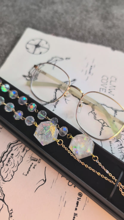 Elven Sunlight Sparkles Glasses Chain with Dice