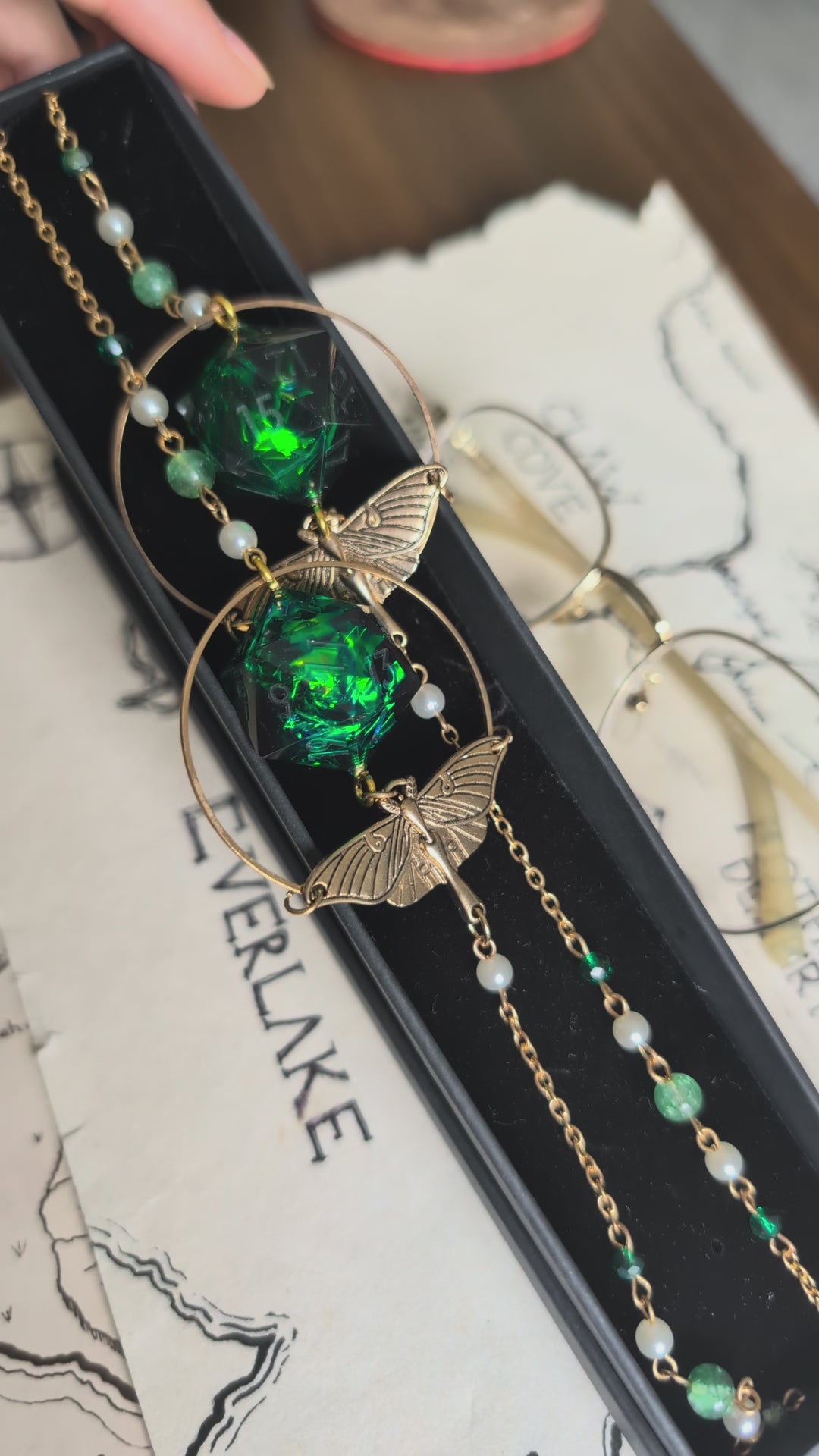 Mothman of the Forest Glasses Chain with Dice