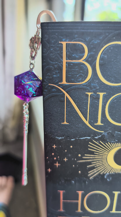 Aurora Meadow Metal Bookmark with Dice