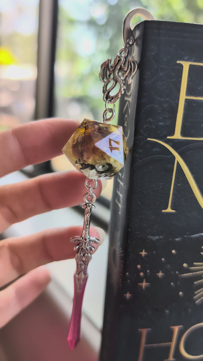 Floral Forest Trails Metal Bookmark with Dice