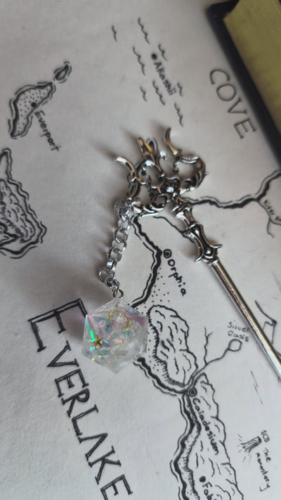 Gold Moon & Stars Hair Trident with Dice