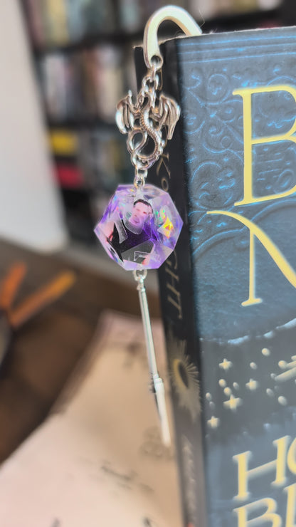 Purple Pedro (Black Singlet) Metal Bookmark with Dice