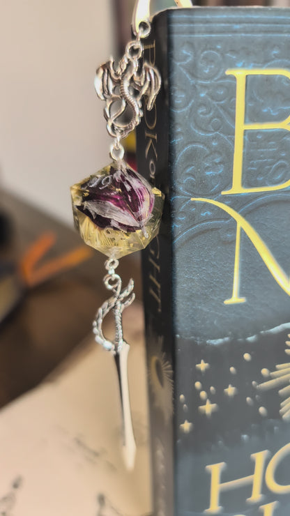 The Flowering Hour Metal Bookmark with Dice