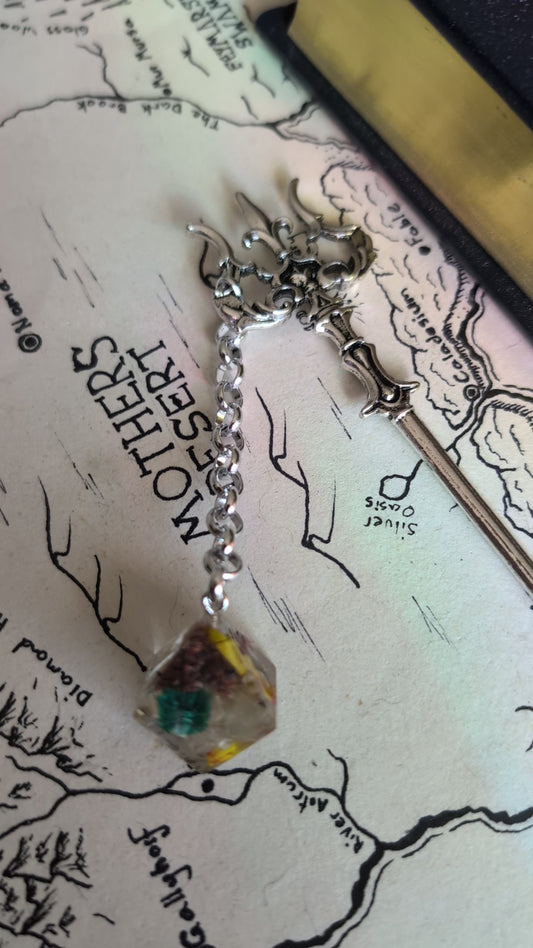 Flowers By the Sea Hair Trident with Dice