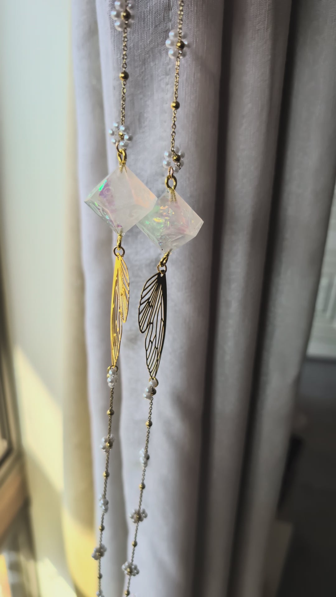 Golden Wings Glasses Chain with Dice
