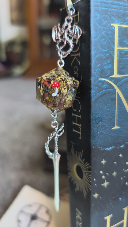 Mr Mushroom Metal Bookmark with Dice