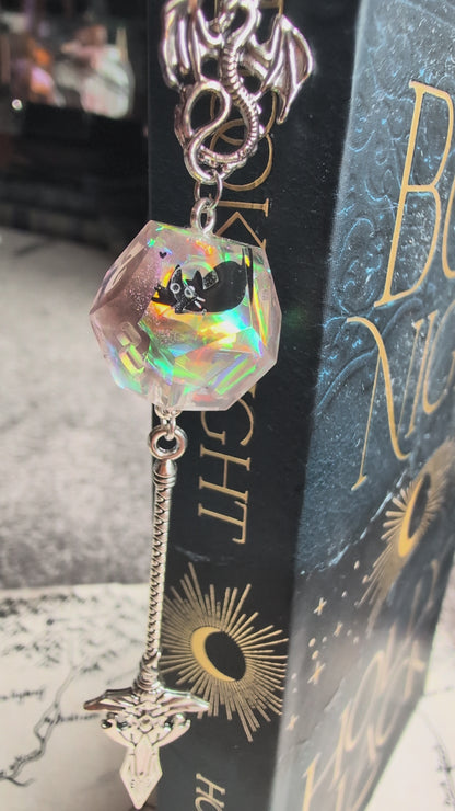 Killer Kitty Sword Bookmark with Dice