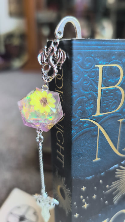Solar Sunflower Metal Bookmark with Dice