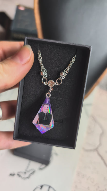 Purple Disco Pedro Pascal Dice Necklace