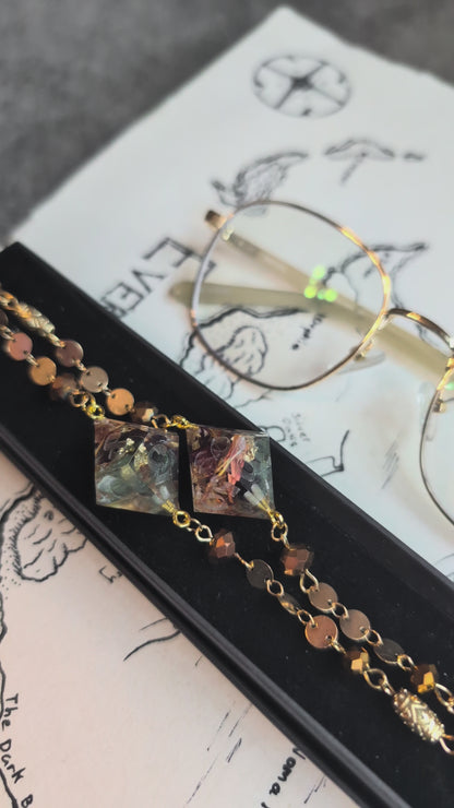 Home-grown Florals of the Earth Glasses Chain with Dice