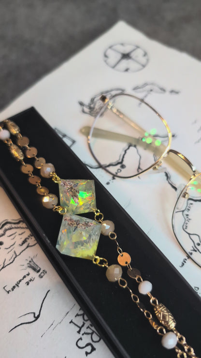 Artificial Moth & Sunflower Glasses Chain with Dice