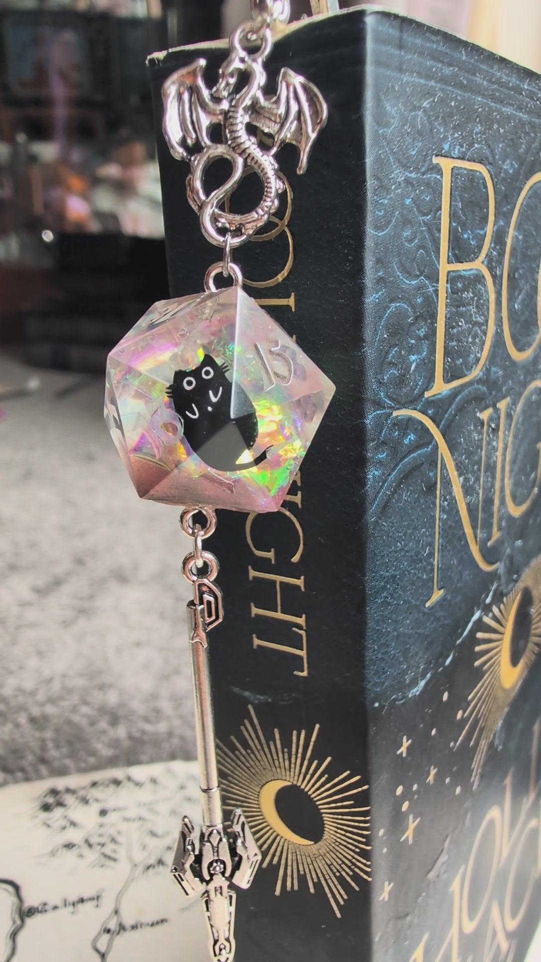 Doom Kitty Sword Bookmark with Dice