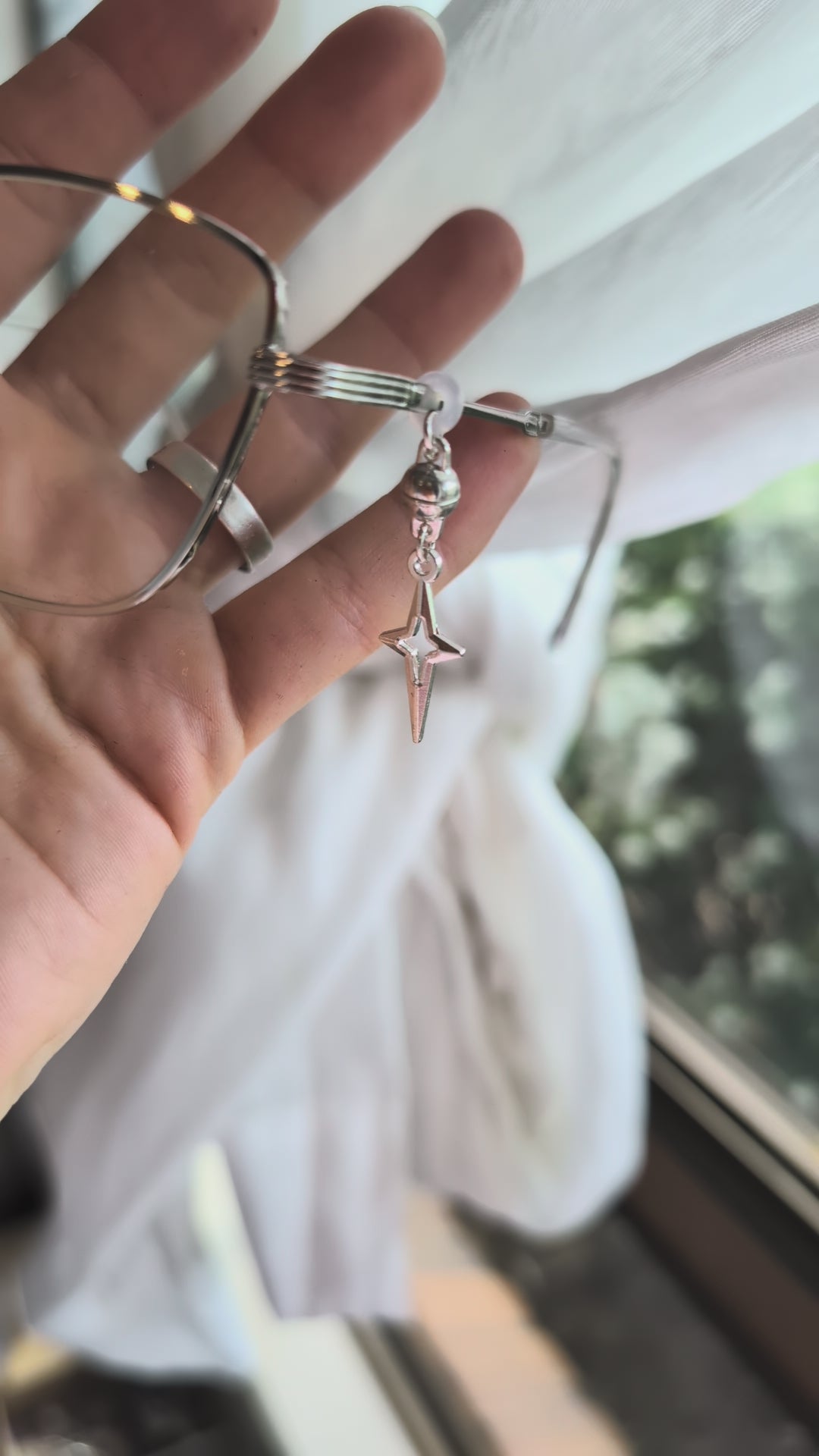 Hollow Silver Stars Glasses Charms
