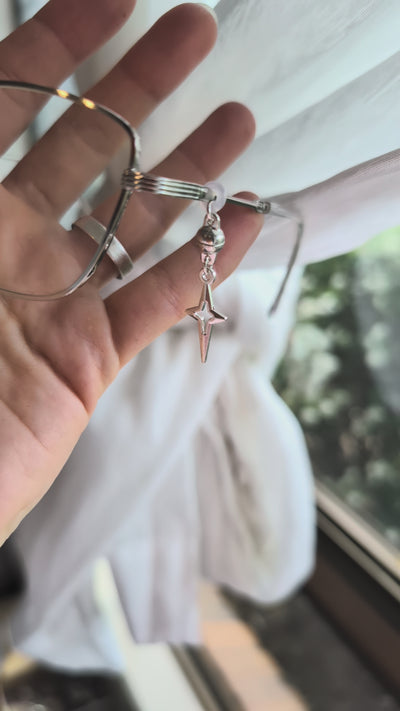 Hollow Silver Stars Glasses Charms