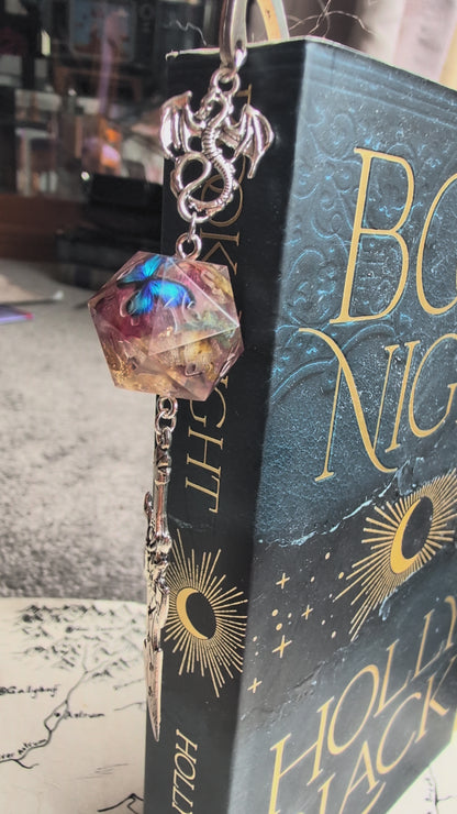 Butterfly Garden Sword Bookmark with Dice