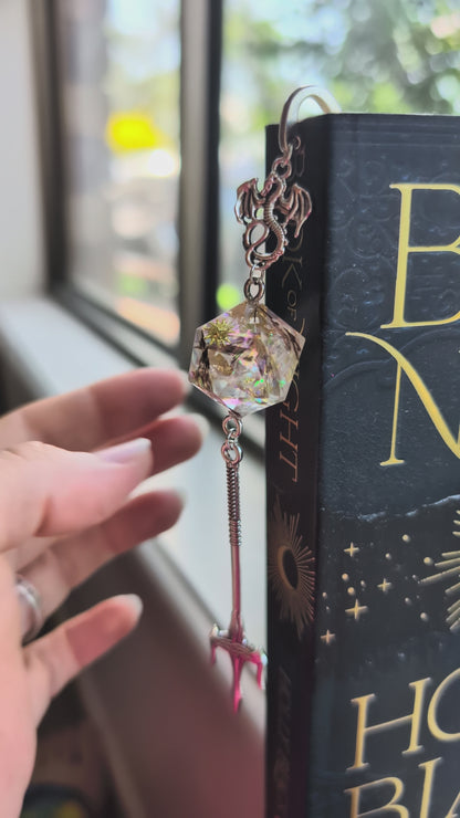 Feathered Sunlight Metal Bookmark with Dice