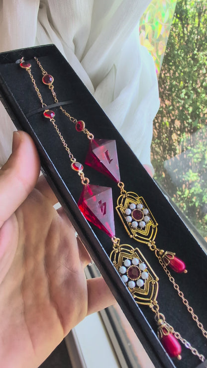 Red Sunflare Glasses Chain with Dice