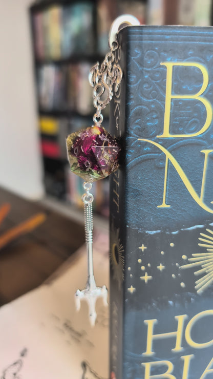 Petal Whisperer Metal Bookmark with Dice