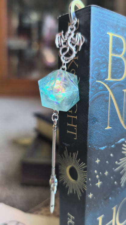 Enchanted Apple Metal Bookmark with Dice