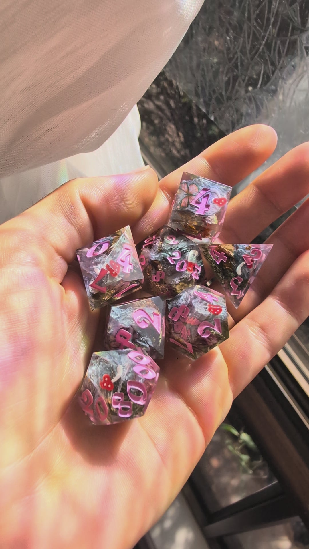 Butterflies & Mushrooms 7-Piece Polyhedral Dice Set