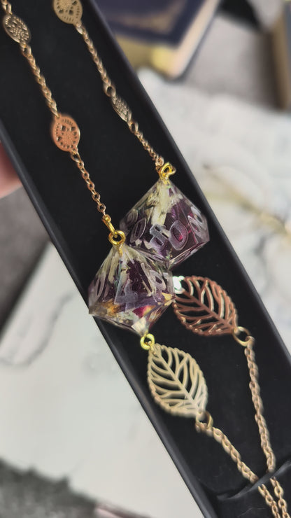 Flowers of Gold Glasses Chain with Dice