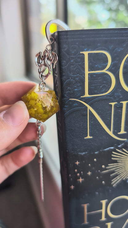 Australian Wattle Flower Metal Bookmark with Dice