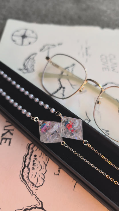 Sprinkles in a Liquid Core Dice Glasses Chain