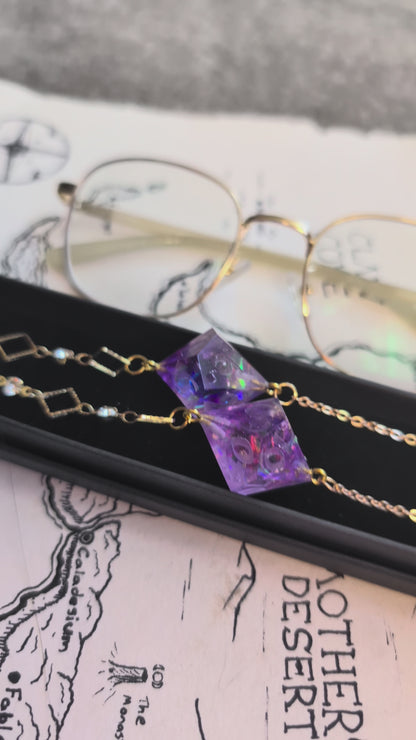 Purple Fairy Treasure Dice Glasses Chain