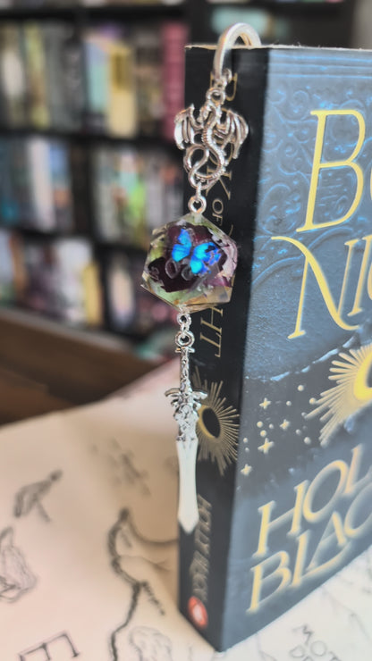 Secret Garden & Butterflies Metal Bookmark with Dice