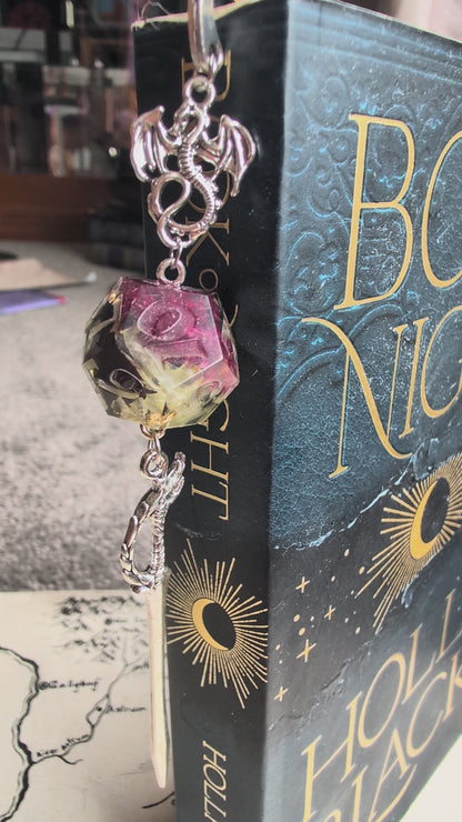 Halfling's Flower Garden Sword Bookmark with Dice