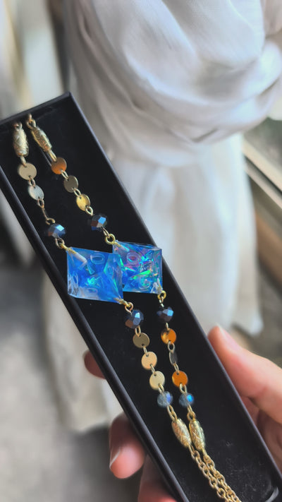Mermaid Blue Glasses Chain with Dice