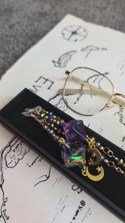 Rainbows with Iridescent Beads Glasses Chain with Dice
