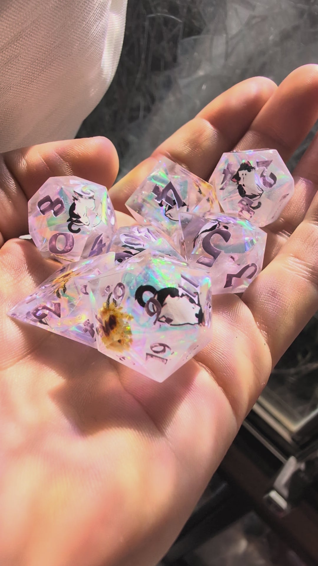 Kitty in the Sun 7-Piece Polyhedral Dice Set
