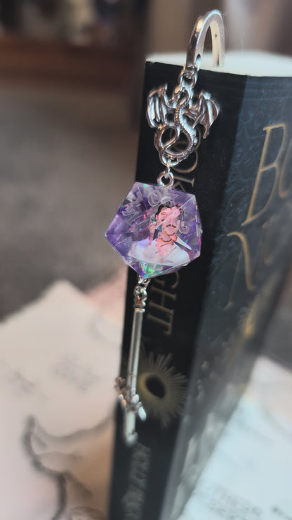 Pedro Pascal in Lilac Purple Metal Bookmark with Dice