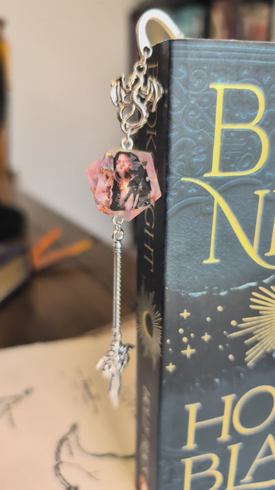 Aabria Iyengar in Pink Metal Bookmark with Dice