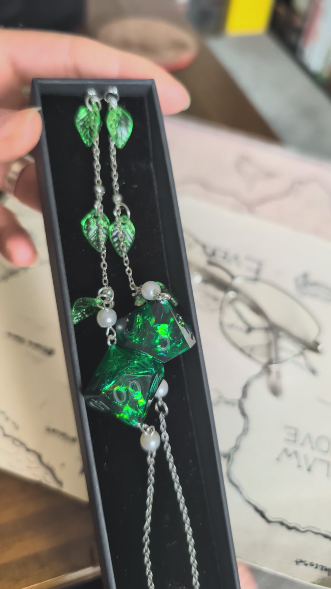 Emerald Woods Glasses Chain with Dice