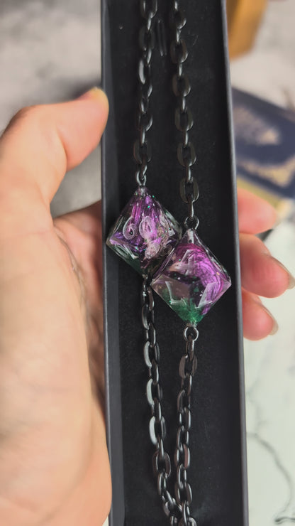 Witch's Plum Potion Glasses Chain with Dice
