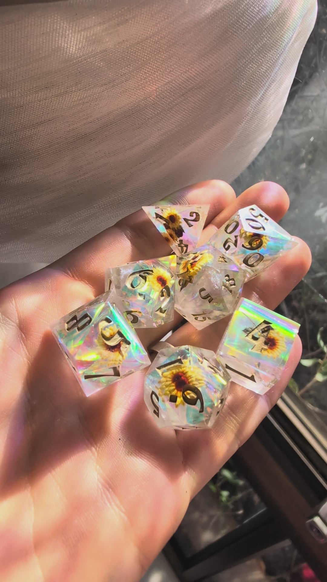 Sunflowers 7-Piece Polyhedral Dice Set