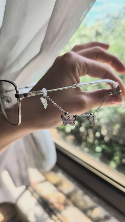 Silver Butterfly Chain Glasses Charms