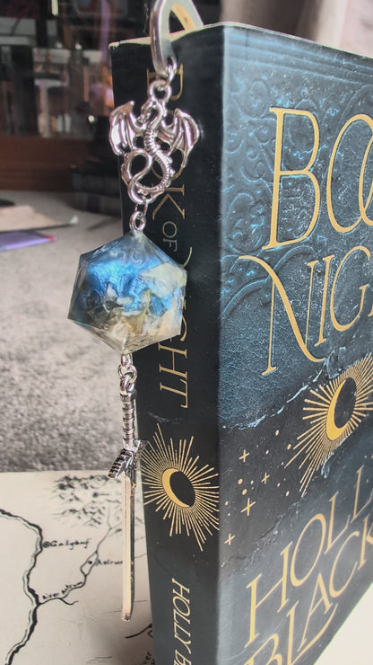 Warlock's Sword Bookmark with Dice