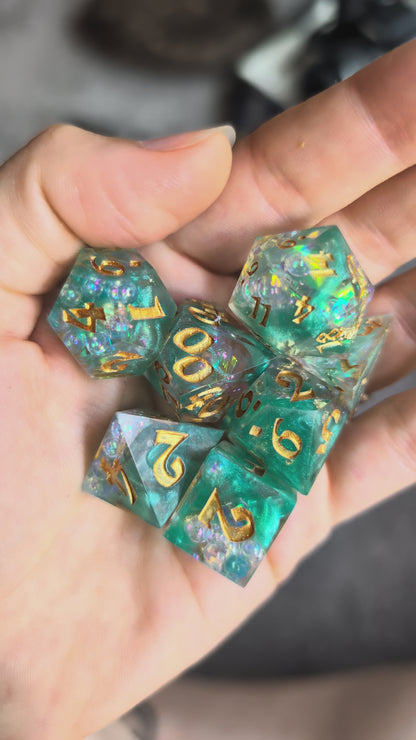 Teal Bubbles Dice Set