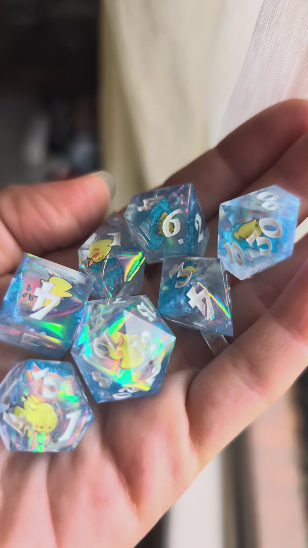 Load video: Duck Pond 7-Piece Polyhedral Dice Set