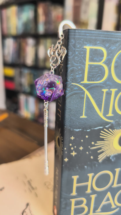 Violet Kiss Metal Bookmark with Dice