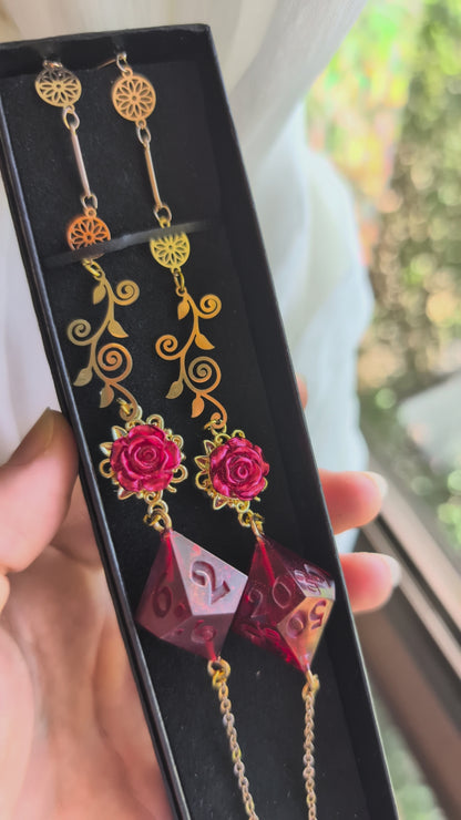 Crimson Embers Glasses Chain with Dice