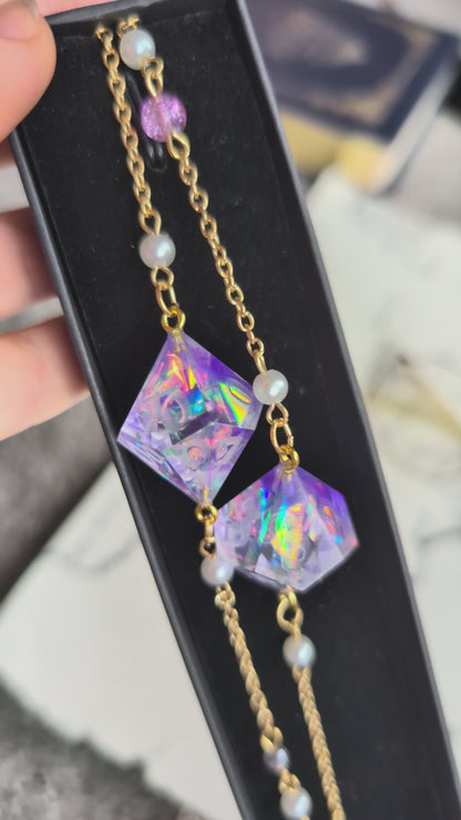 Enchanted Rainbow Prism Glasses Chain with Dice