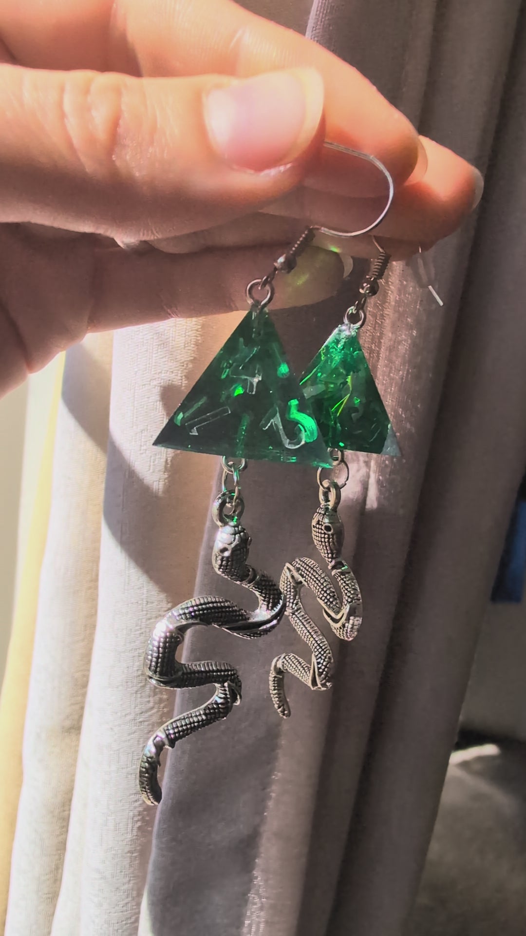 Load video: Serpent's Earrings with Dice