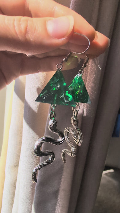 Serpent's Earrings with Dice